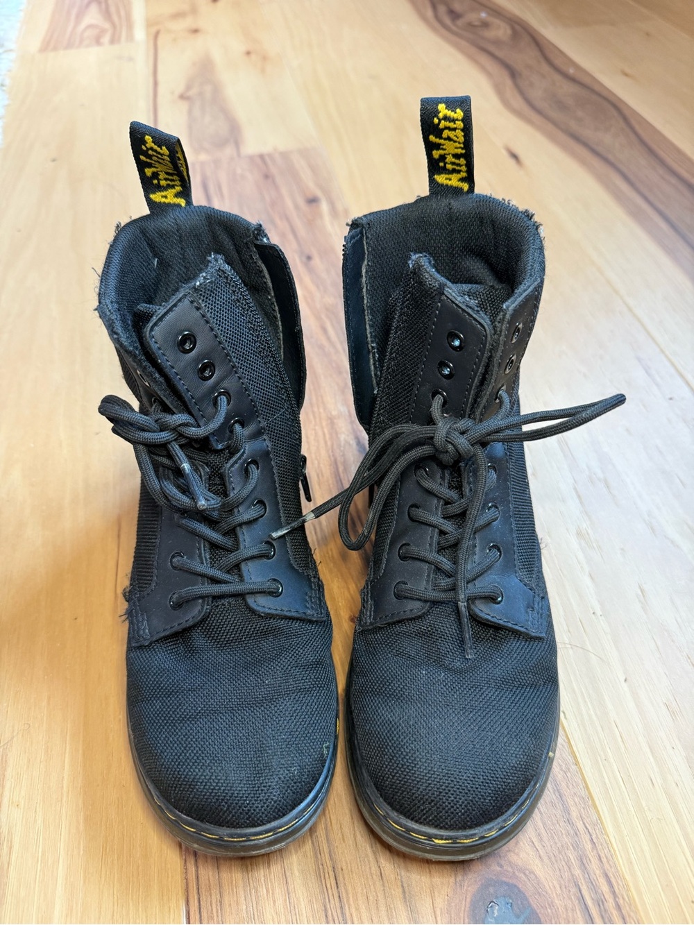 Dr. Martens Kids Black Lace-Up Canvas Combat Boots